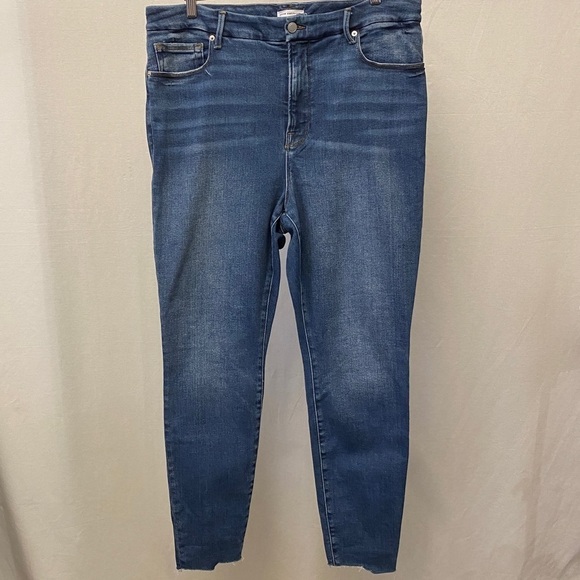 Good American 16 Jeans Skinny High Rise Fray Step Hems Women’s Stretch - Picture 10 of 11